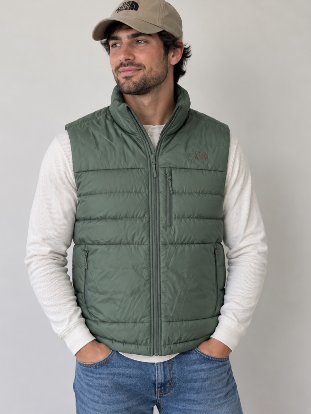 The North Face Men's Olive Green Quilted Puffer Vest
